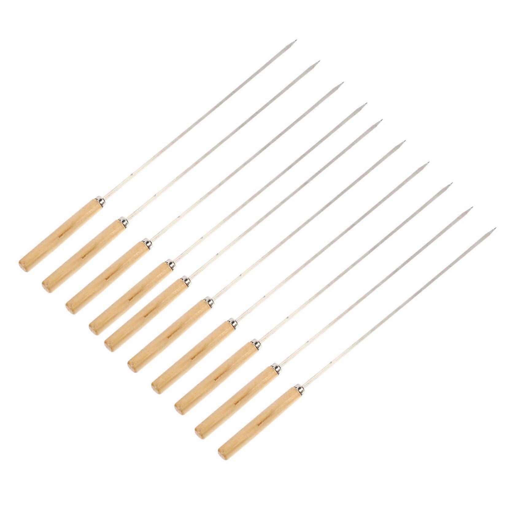 10Pcs Wide Flat Stainless Skewers Set