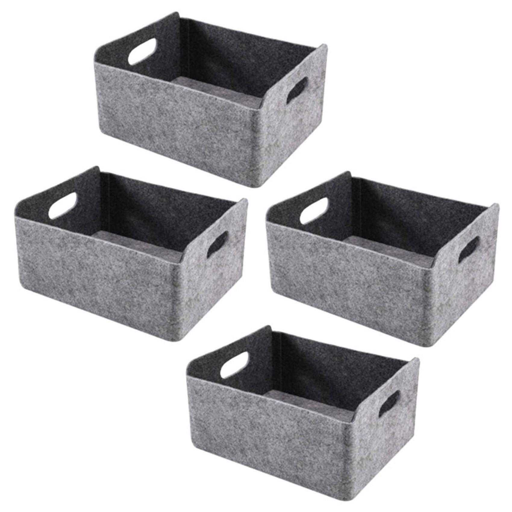 4pcs Felt Storage Basket/trash Can With Handle, Collapsible And Convenient Storage Solution