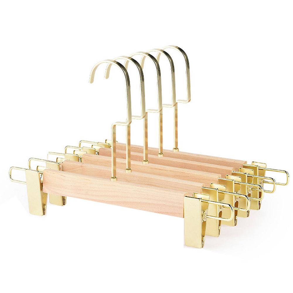 10pcs Wood Clothes Hanger With Clips Non-slip Clothing Hanging Rack