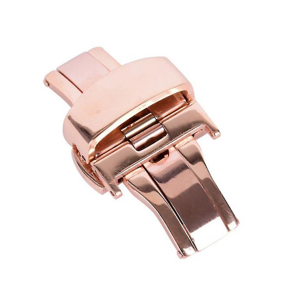 Stainless Steel Watch Buckle Double Push Button Deployment Clasp For Watch Band Strap 22mm (rose Gol