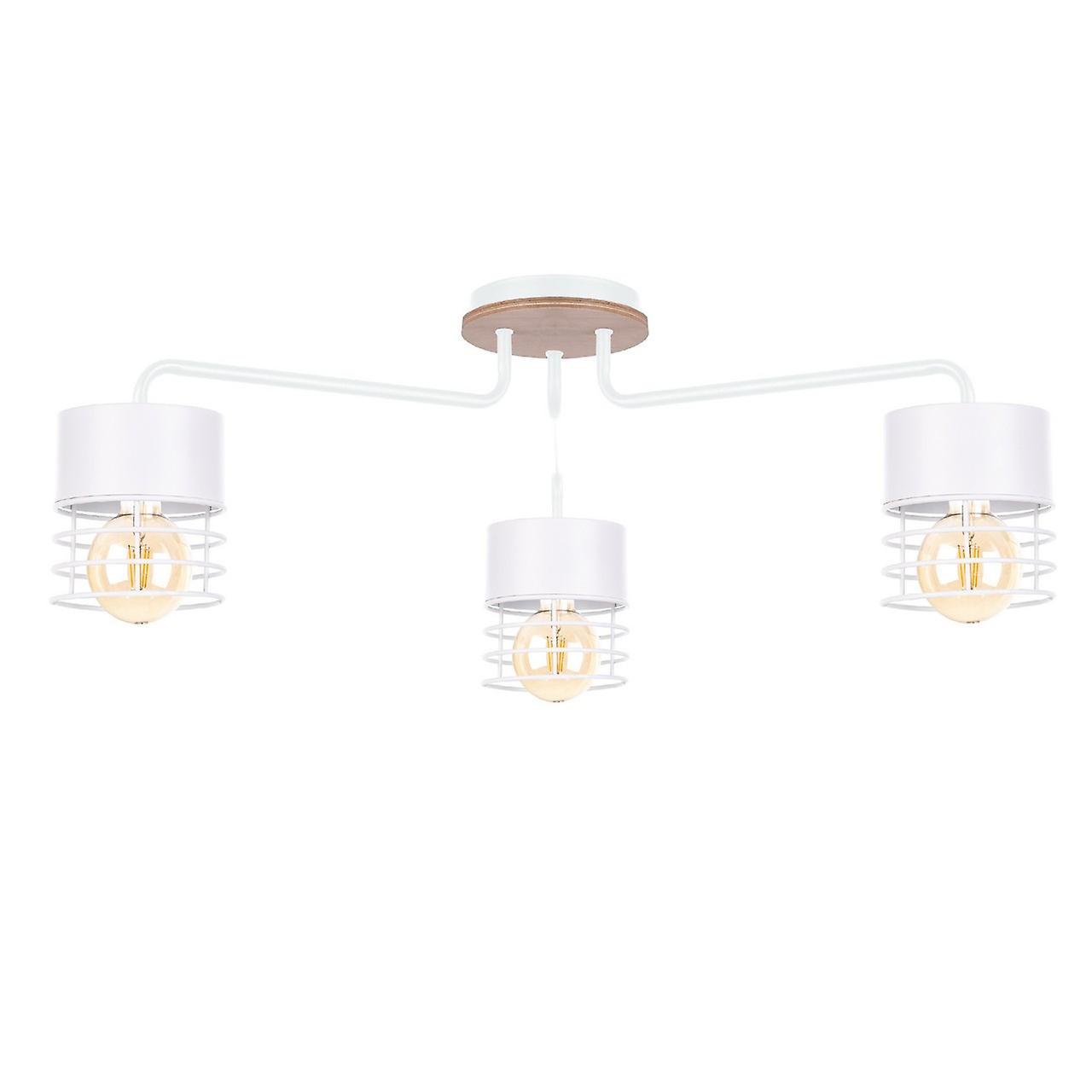 Casa Multi Arm Semi Flush Ceiling Light White, Wood, 70cm, 3x E27