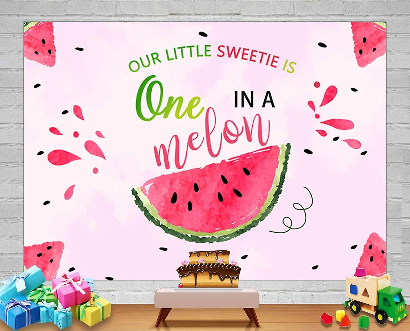 Summer One In A Melon Round Birthday Party Backdrop