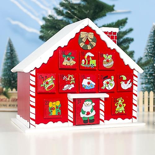 2 Pcs Painted Snow Top Lodge Countdown Calendar Storage Box Decoration Christmas Gift
