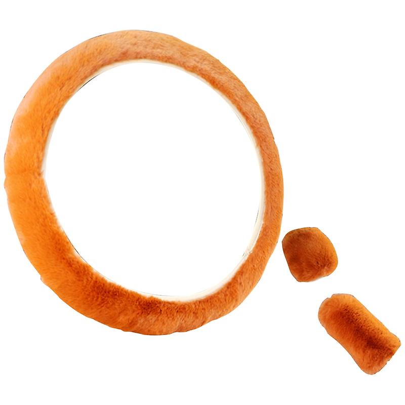 3pcs / סט כיסוי גלגל ההגה לרכב נושם נוח להתקנה קל להתקנה כיסוי גלגל הגה קטיפה רך עם כיסויי ידית הילוכים בלם יד לנשים 