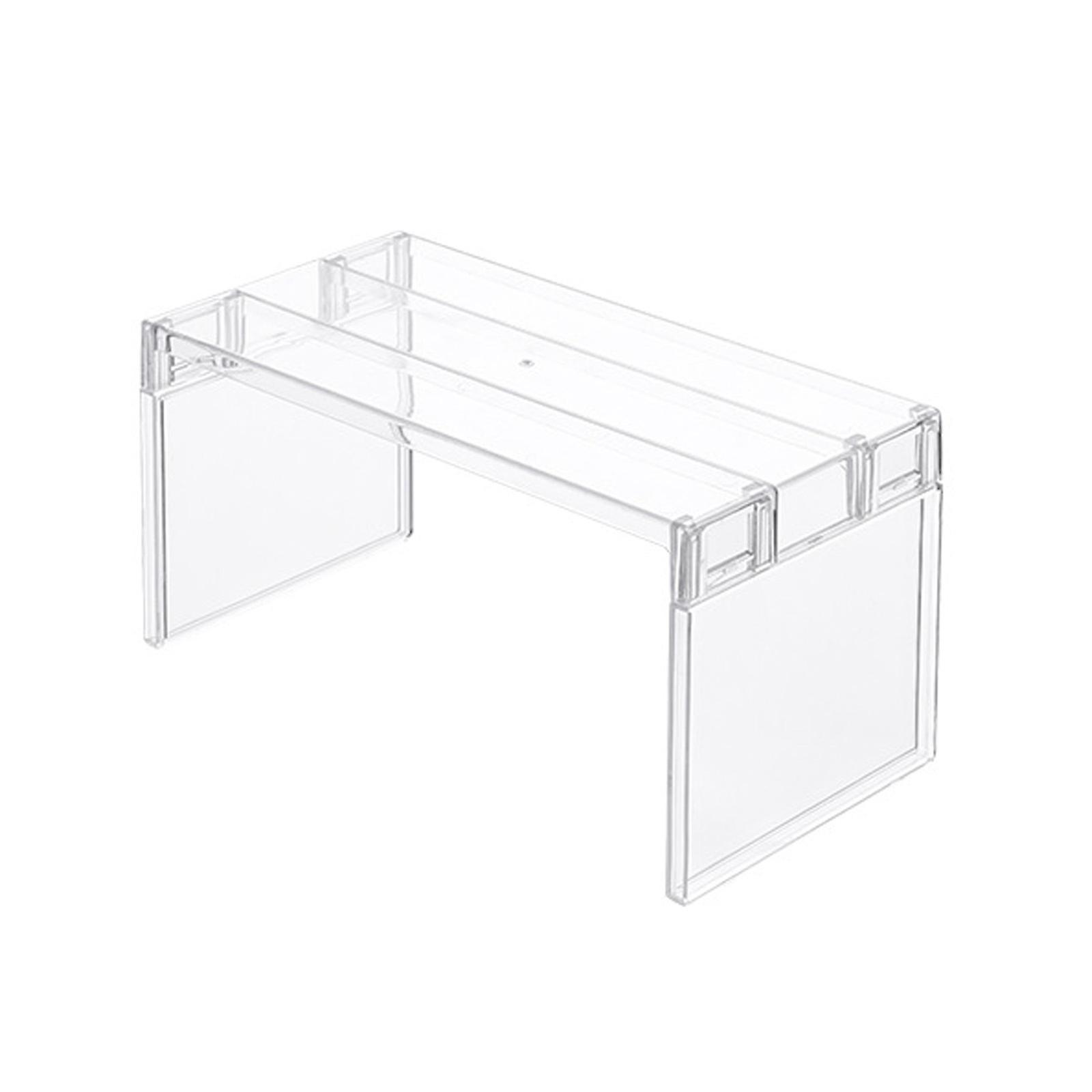 Clear Divider Storage Rack Stackable Double Layer Transparent Organizer for Home Kitchen Refrigerator Cabinet