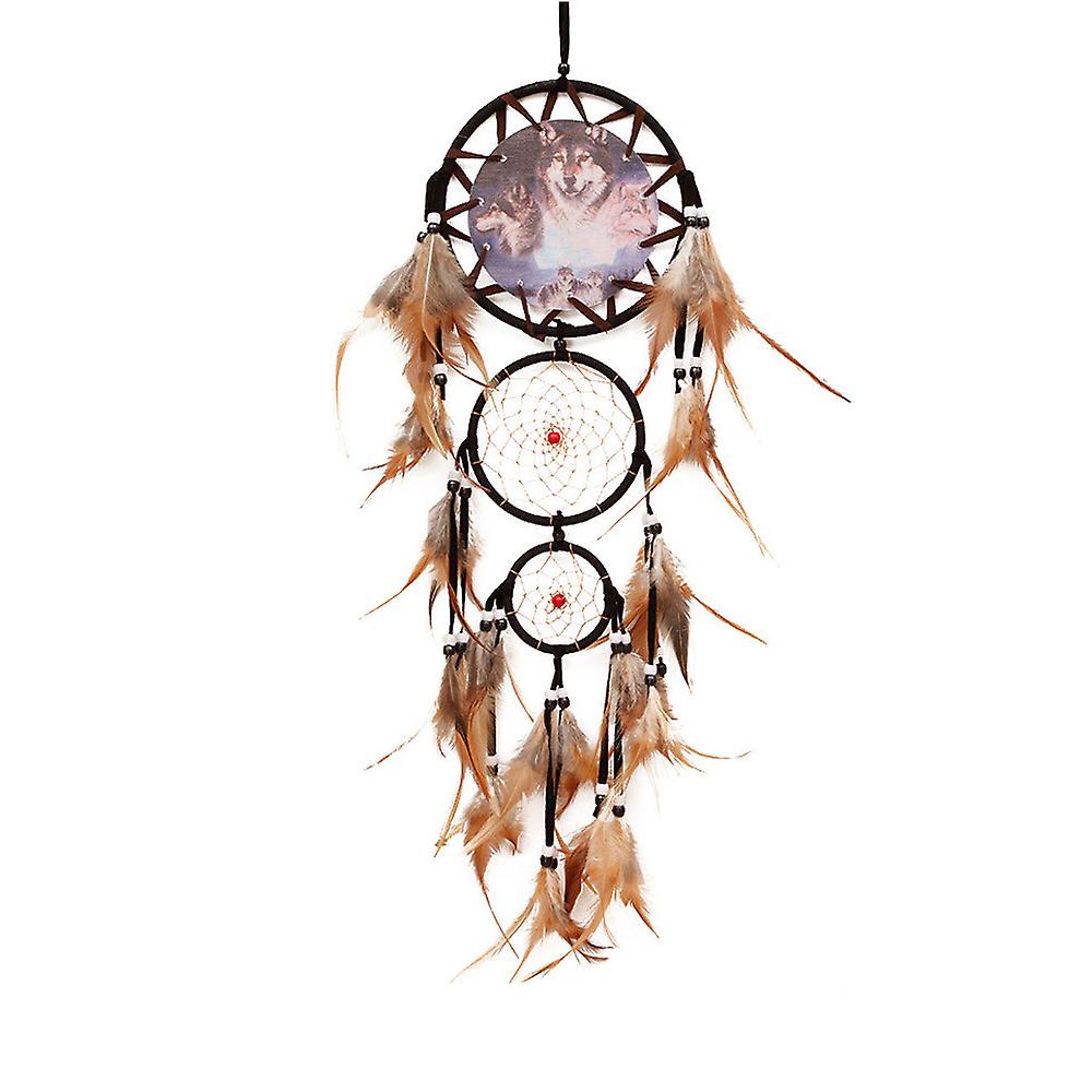 Large Protective Wolf Dream Catcher With Feathers 16*75CM