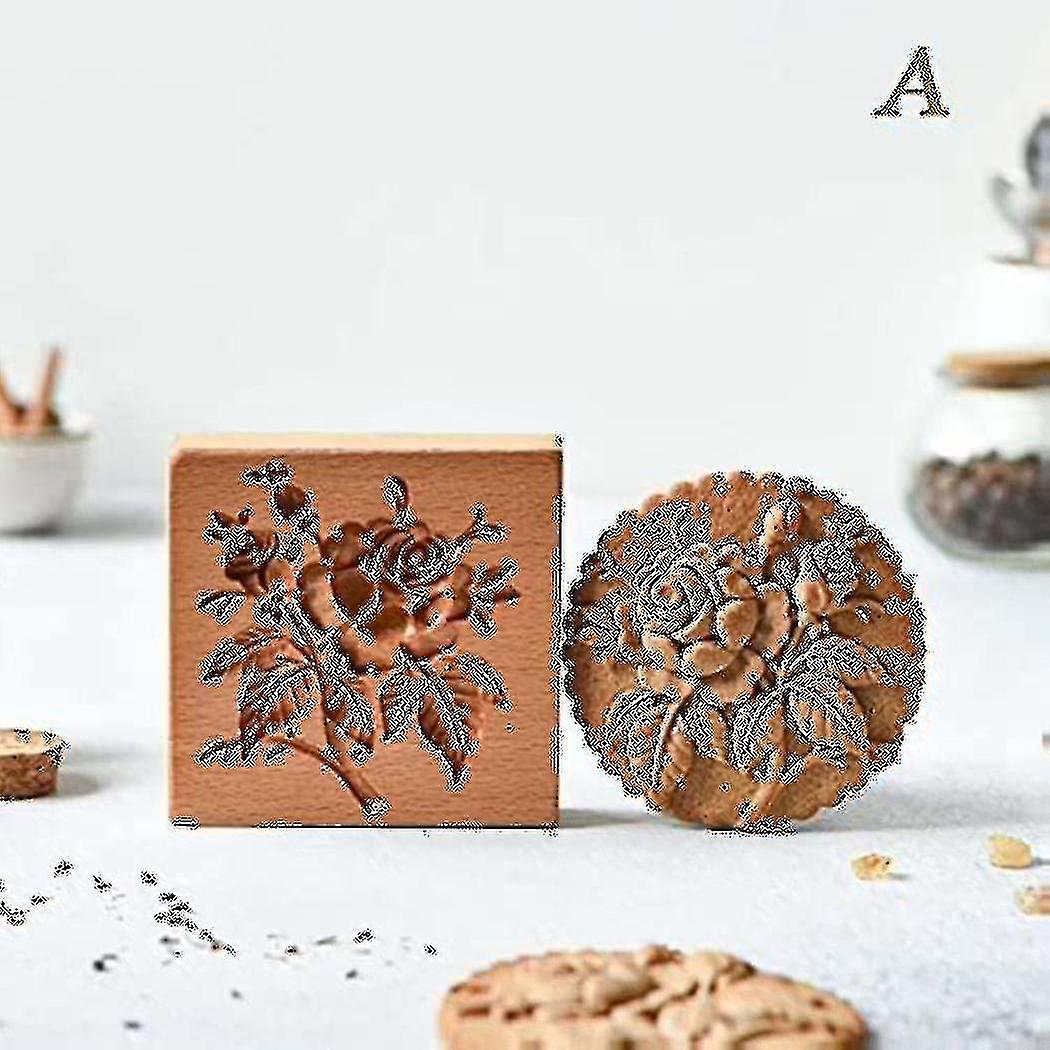 Wood Cookie Cutter Embossing Mold Craft Decorating Tool -rose