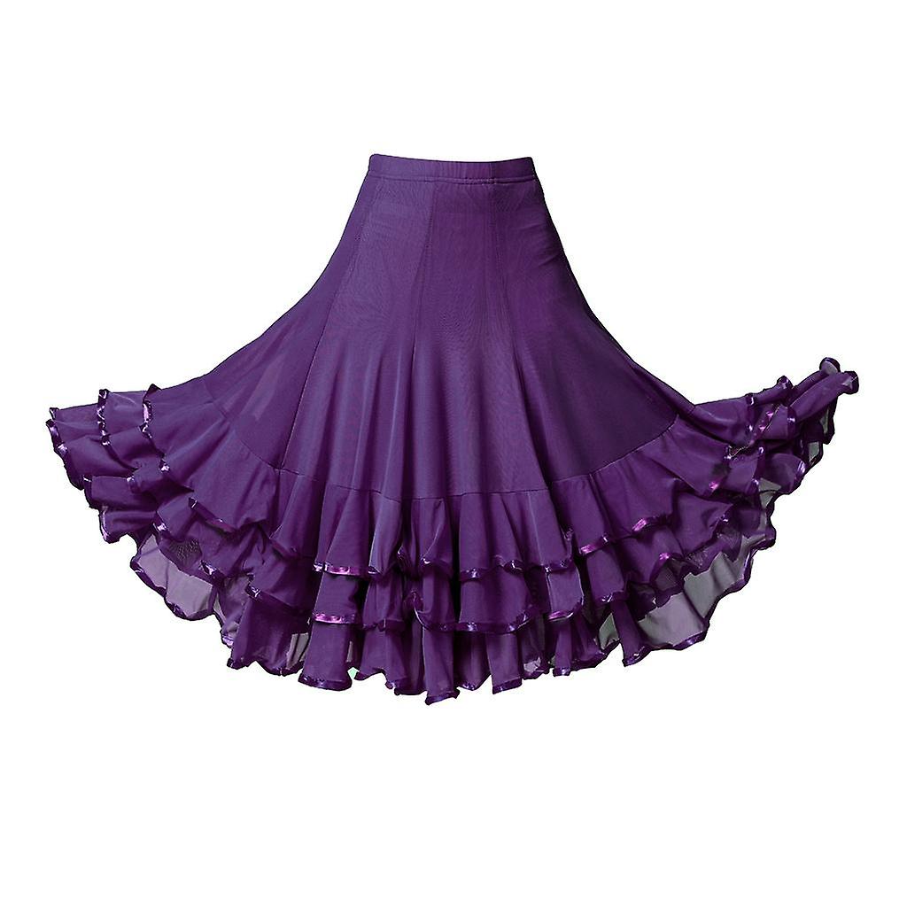 femmes Ballroom Valse Danse expansion Jupe Tango Entraînement Robe Violet