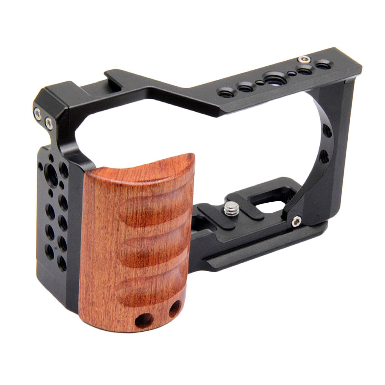 Camera Cage Stabilizer Rosewood Handle Premium Durable for Sony Zv-E10