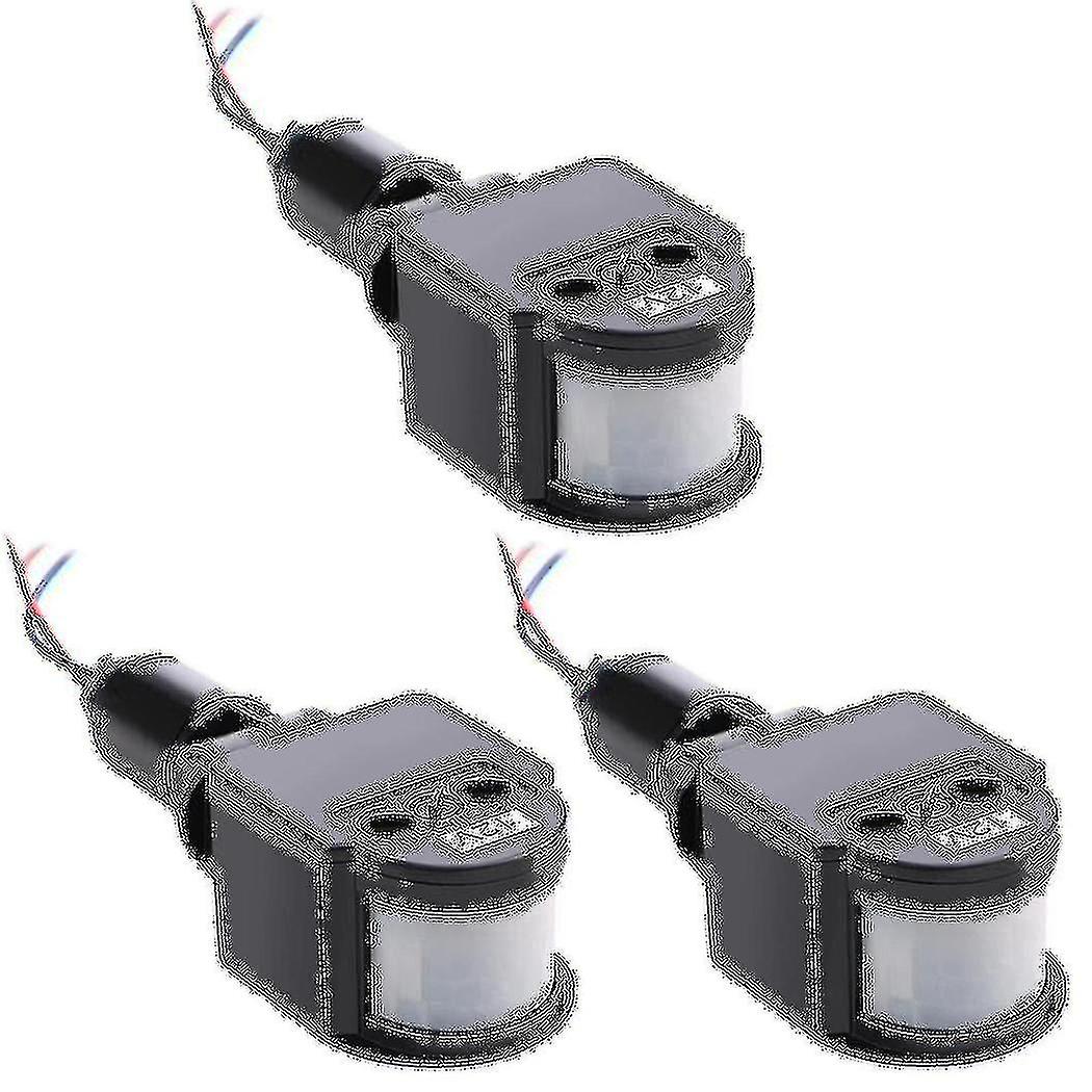 3 Pcs Black Motion Detectors Motion Sensor Light Switch Outdoor Pir Direct Current 12v Motion Senso
