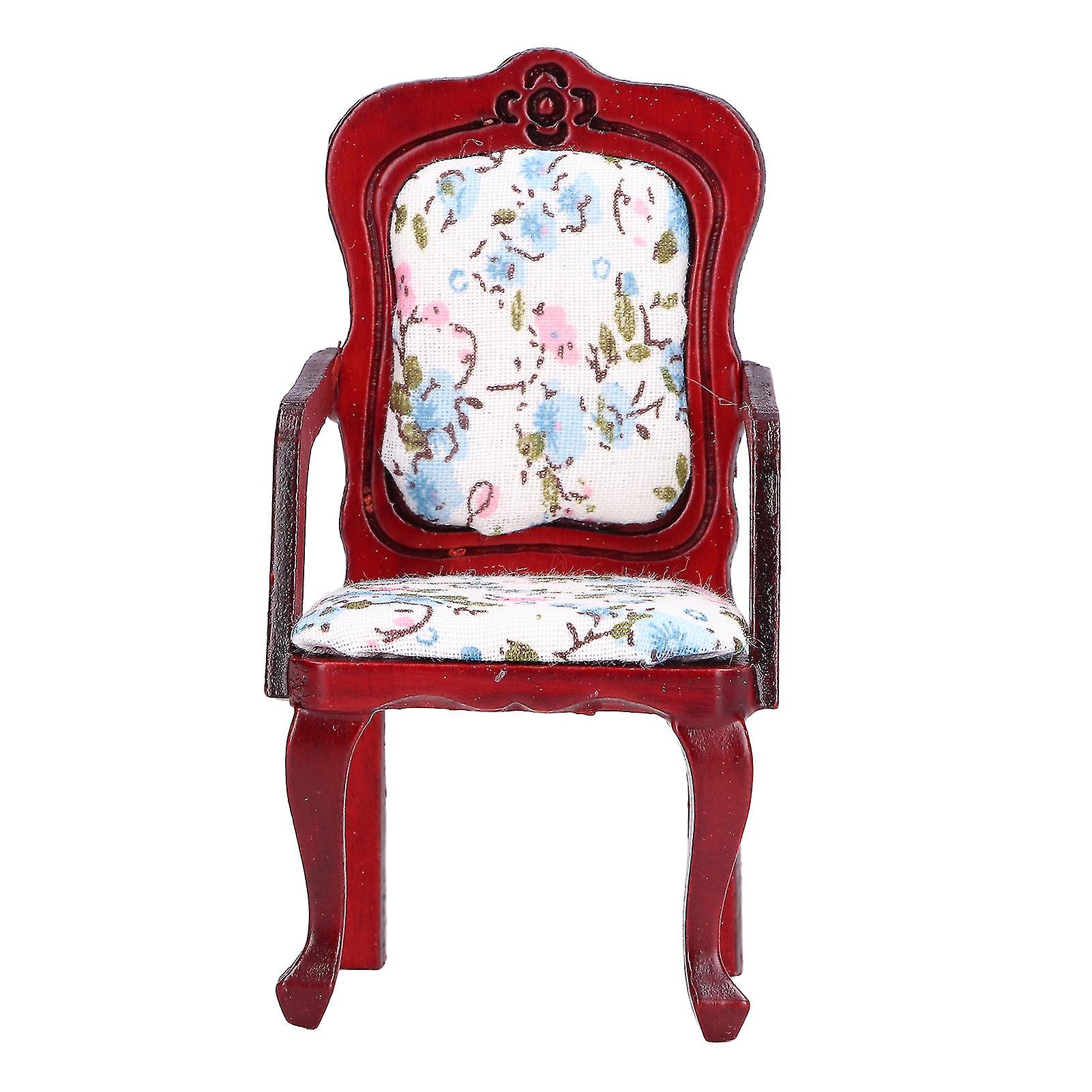 Chaise miniature pour maison de poupée à l'échelle 1:12, simulation de mini fauteuil, meuble décoratif en bois