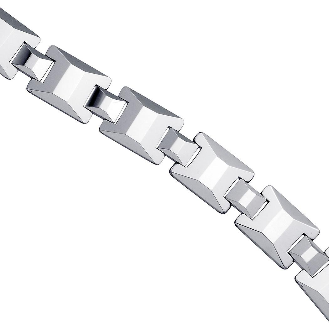 Pulseira masculina de tungstênio com elos polidos, 16 mm, 8,5 polegadas.