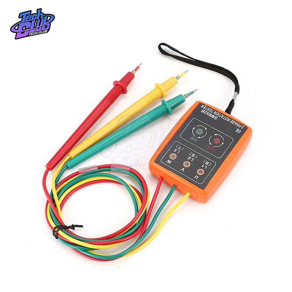 Sm852b 3 60v~600v Ac  3 Phase Rotation Tester Voltage Tester Digital Phase Indicator Detector Led Buzzer Phase Sequence Meter