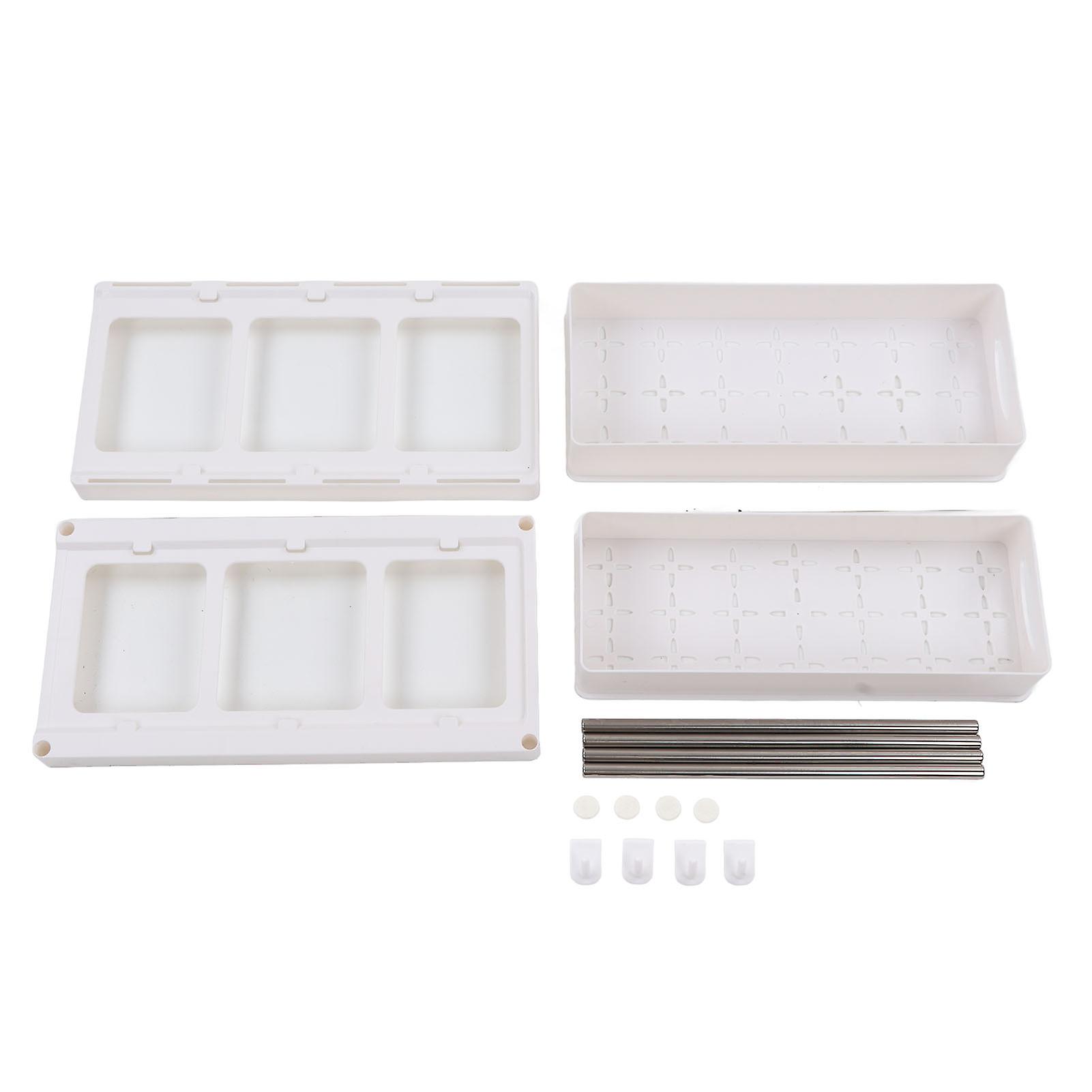 Under Sink Organizer Sliding Pull Out Double Layer Under Sink Countertop Organizer for Bathroom Kitchen Laundry Room White