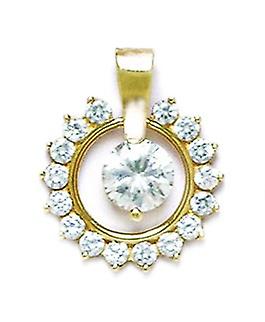 14k Yellow Gold Cubic Zirconia Circle Pendant Necklace 19x16mm-Pendant for Women