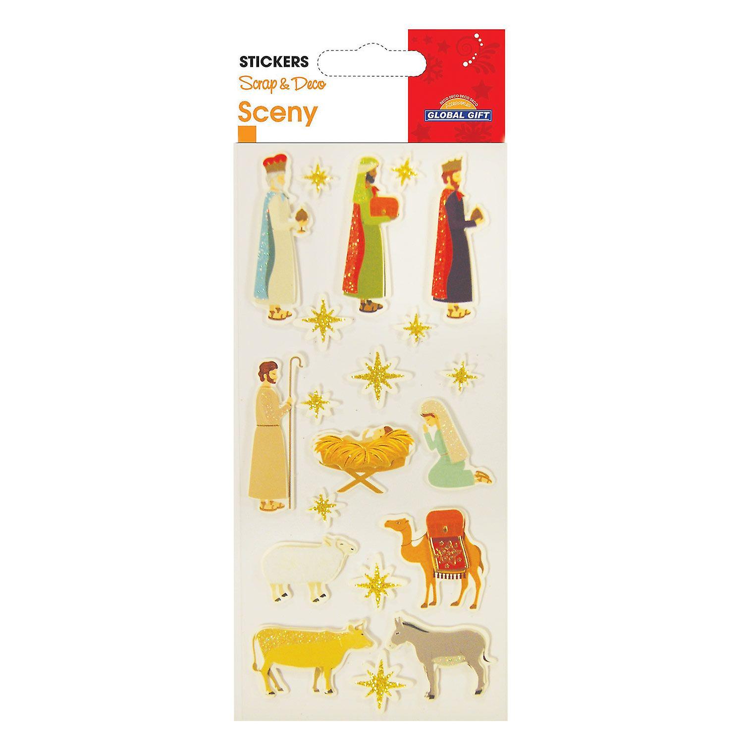 Christmas Nativity stickers - Glitter