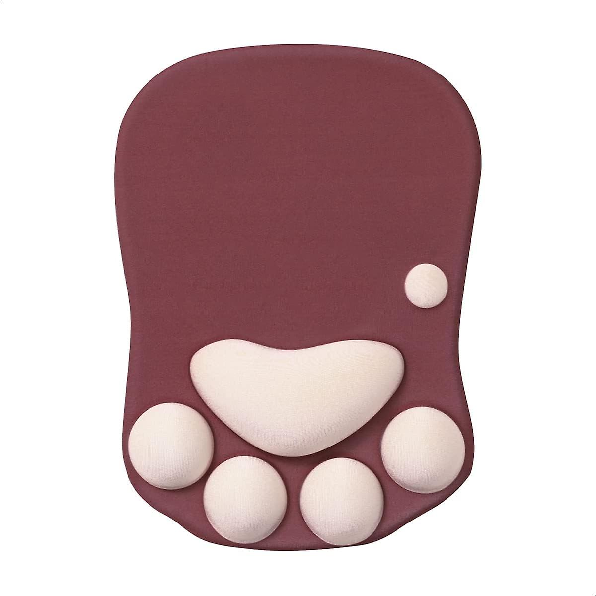 Cute Mouse Pad Wrist Support, Cat Paw Mouse Pad for Computer Non Slip Gaming Mouse Pad Smooth Ergonomic Mouse Pad with Wrist Rest Support, Burgundy