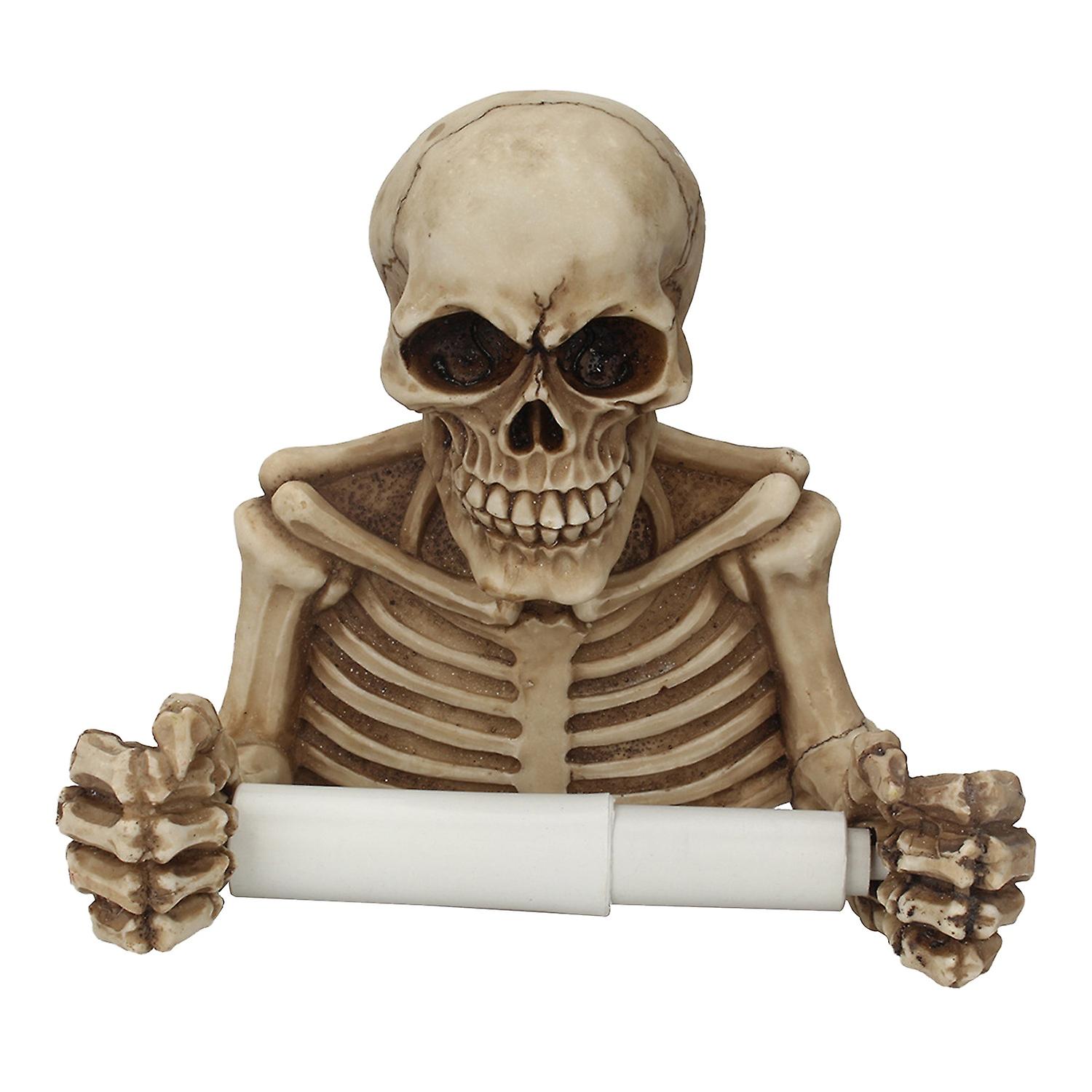 Roll Paper Holder Wall Mount Multi-function Resin Creative Skull Statue Roll Paper Holder for Home