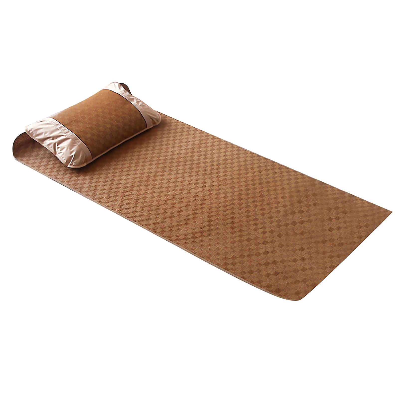 Rattan Bamboo Sheet Rattan Mat Grid Fitted Sheet Set Summer Cool Bed Cover (90*195cm Pillowcase*1)