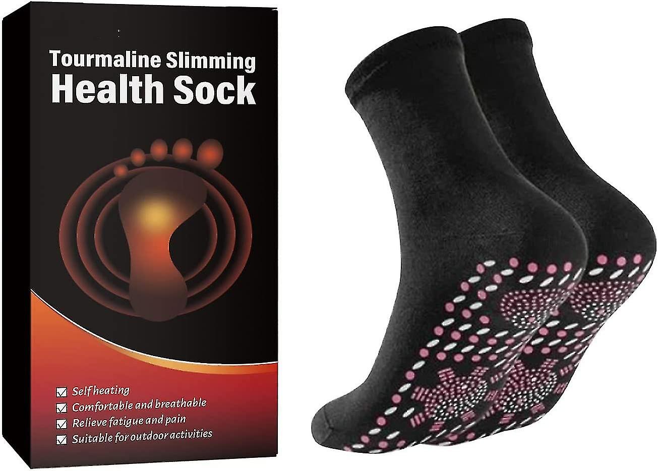 2 Pairs Tourmaline Slimming Health Sock, Tourmaline Acupressure Self-heating Shaping Socks