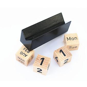 MyGift Lot de 10 calendriers perpétuels de bureau en bois massif avec