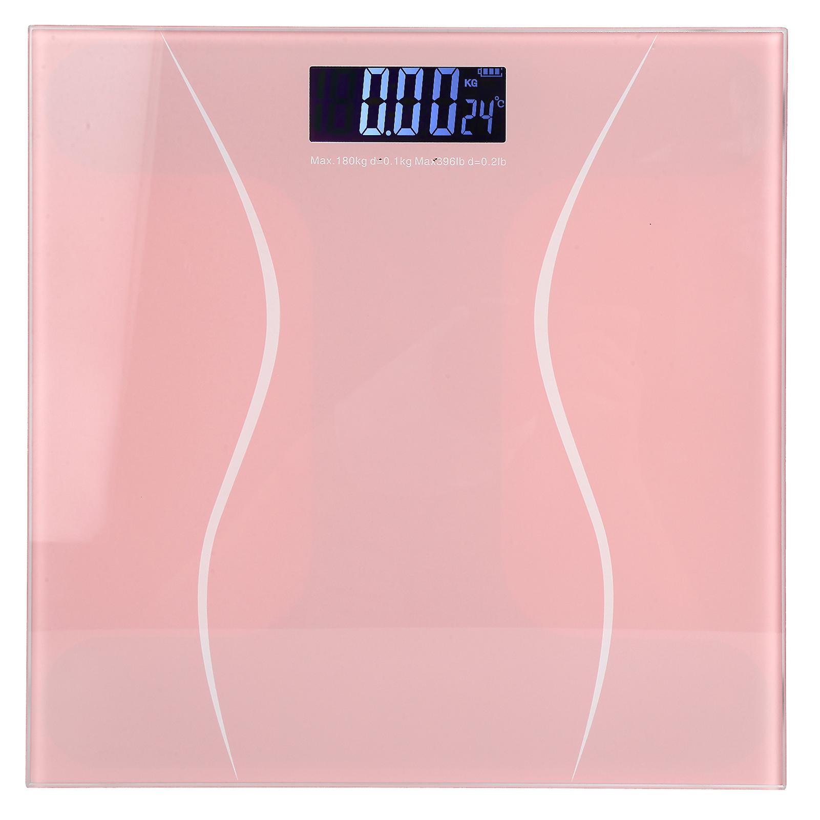 180kg 400lb Digital Body Weight Scale with LCD Backlight Display Ultrathin Design Auto On Function Pink