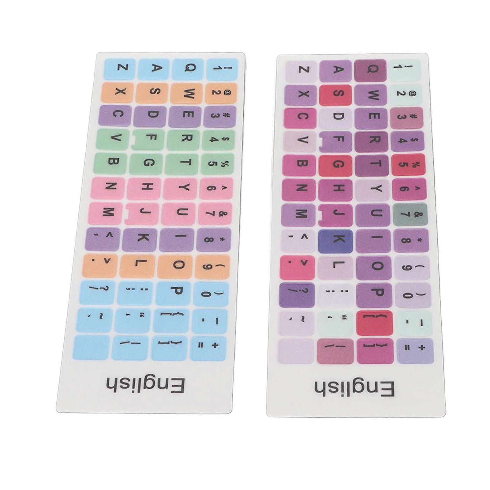 2pcs Keyboard Stickers Colorful English Language Dustproof Waterproof Coating PVC Material Computer Keycaps Stickers E