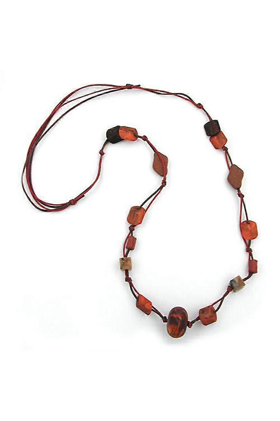 Necklace Red-brown Beads 100cm - Gl02633