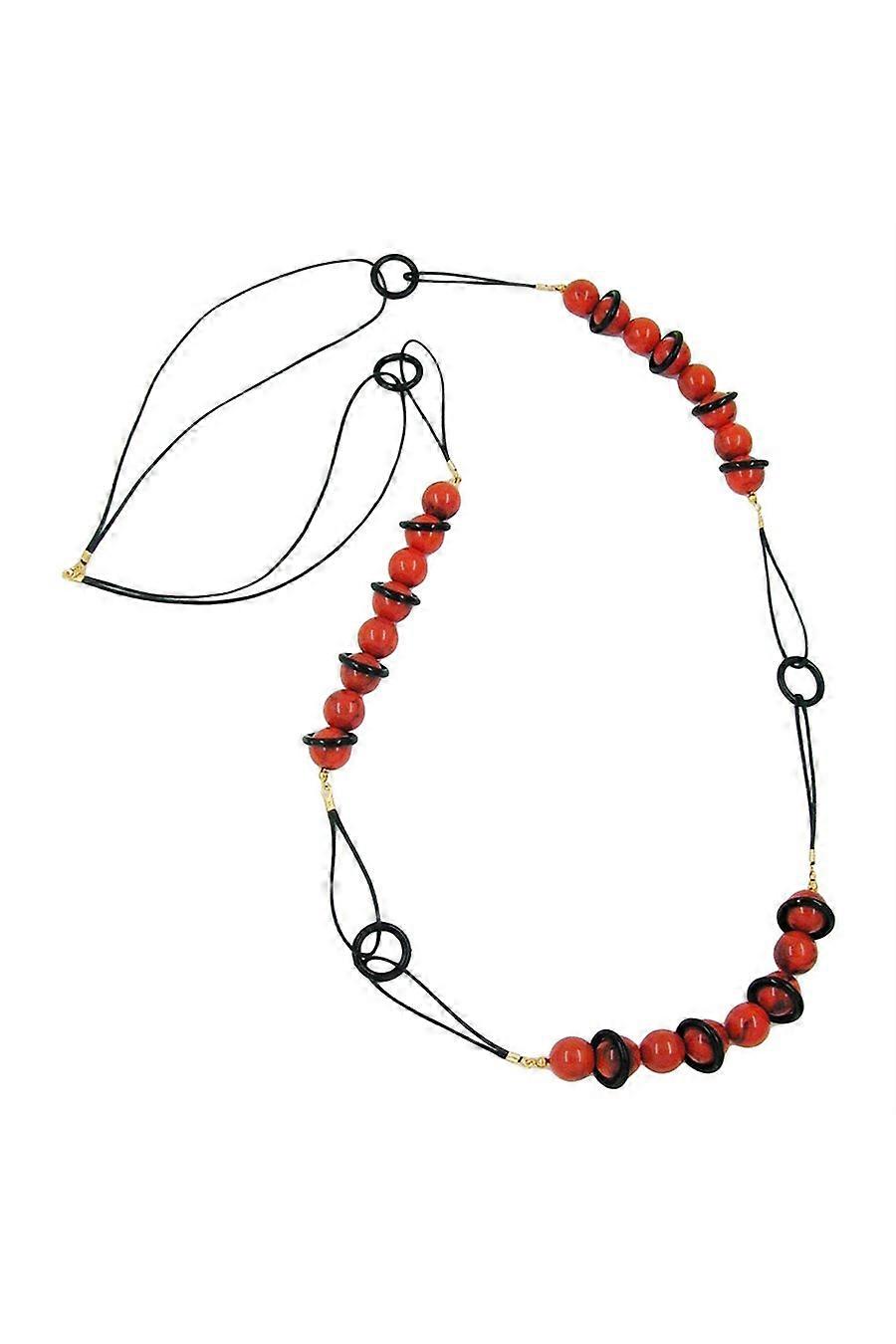 Necklace Beads Red/ Black - Gl01256