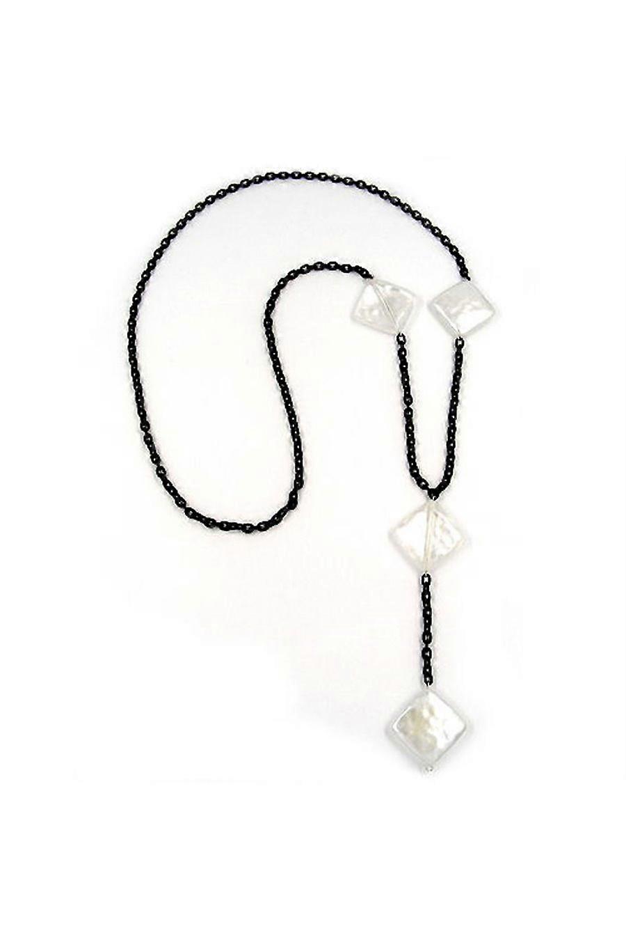 Necklace Square Beads Wax-white 90cm - Gl02335