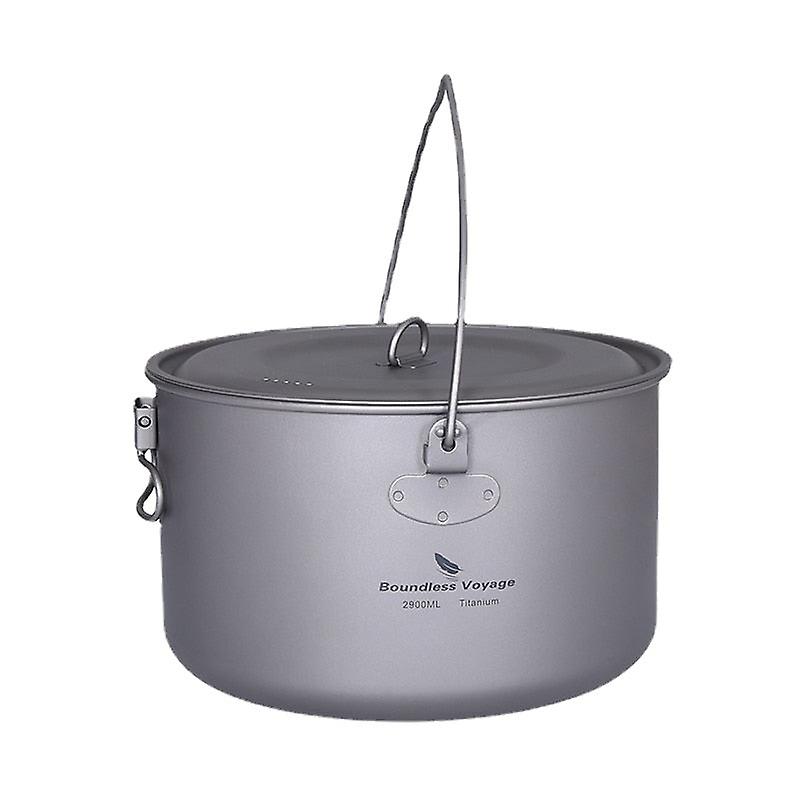 GreenZech Big Capacity Titanium Camping Pot Outdoor Hanging Pot Portable Camping Picnic Water Cup 29