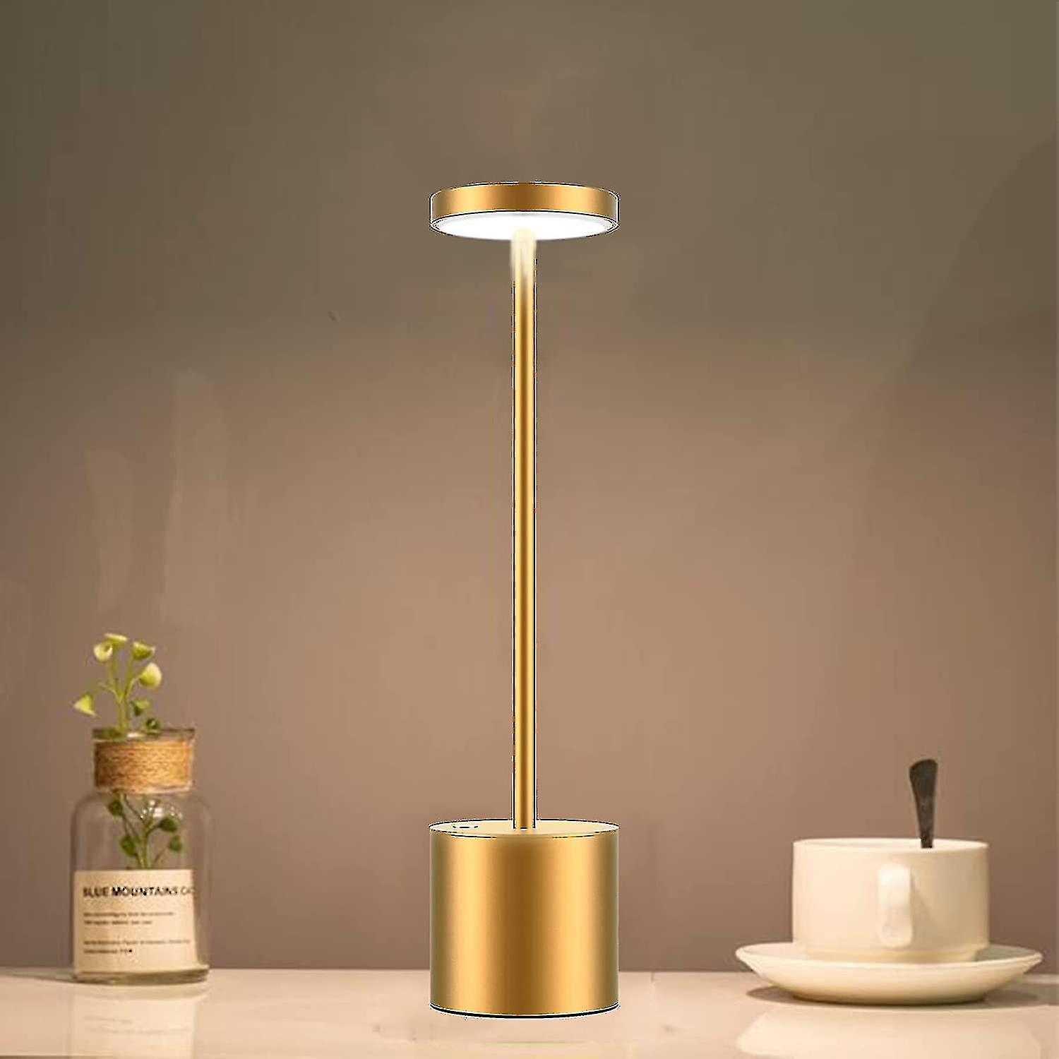 Wireless Table Lamp, Rechargeable Battery 6000mah Metal Bedside Lamp