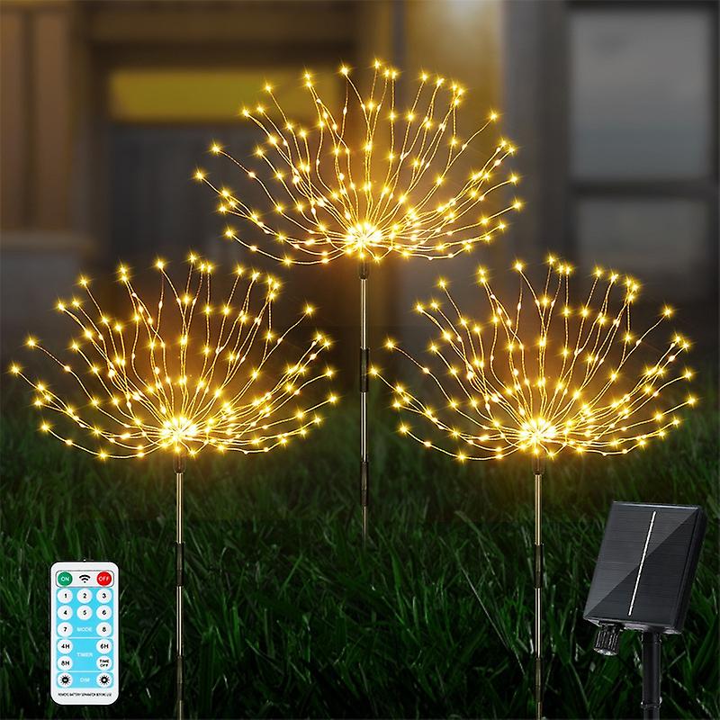 Solar Fireworks Lamp 1 Drag 3 Warm Light 360 LEDs
