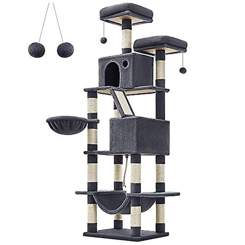 206 cm high cat tree with 5 levels and several play areas