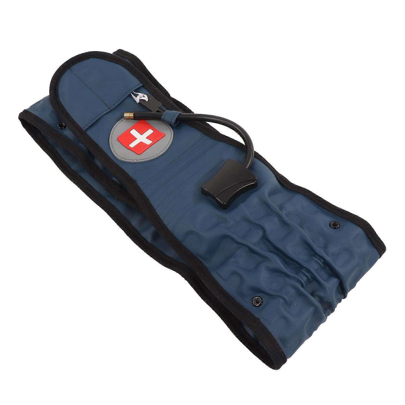 Back Decompression Belt Inflatable Relaxing Muscles Traction Function TPU Material Lower Back Support Device Blue Silver Inflator L