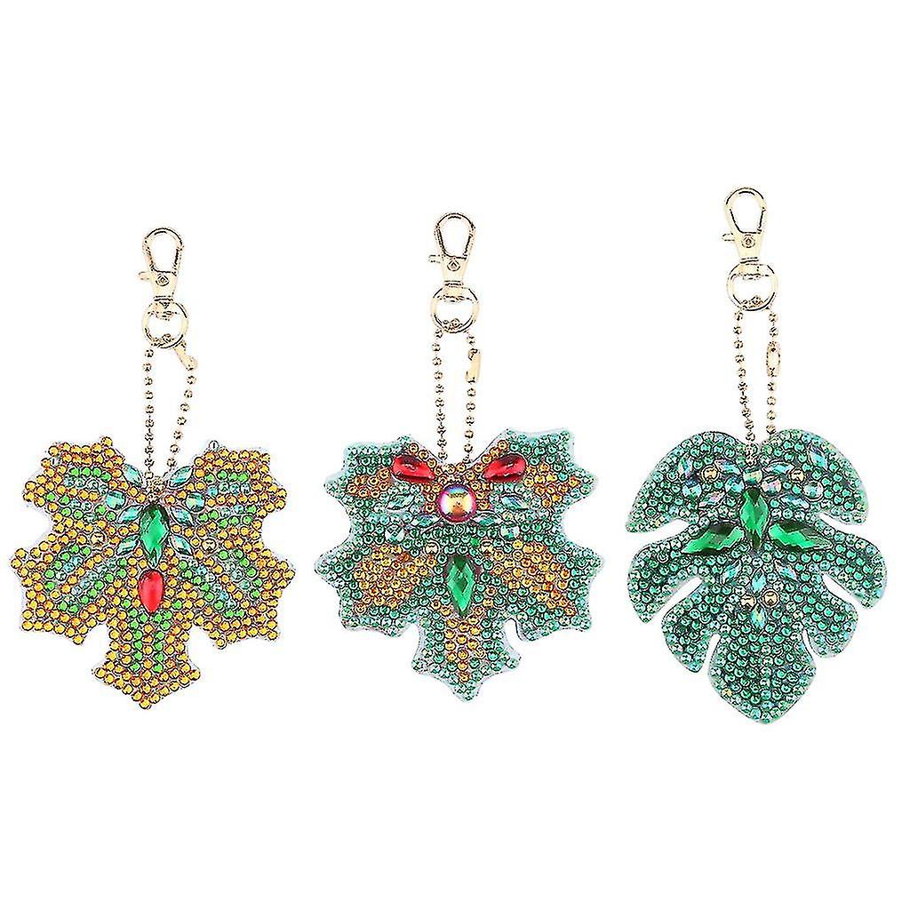 3 יחידות מחזיקי מפתחות מצוירים 5d ציור יהלום ציור עשה זאת בעצמך מלא מקדח יהלום צריך