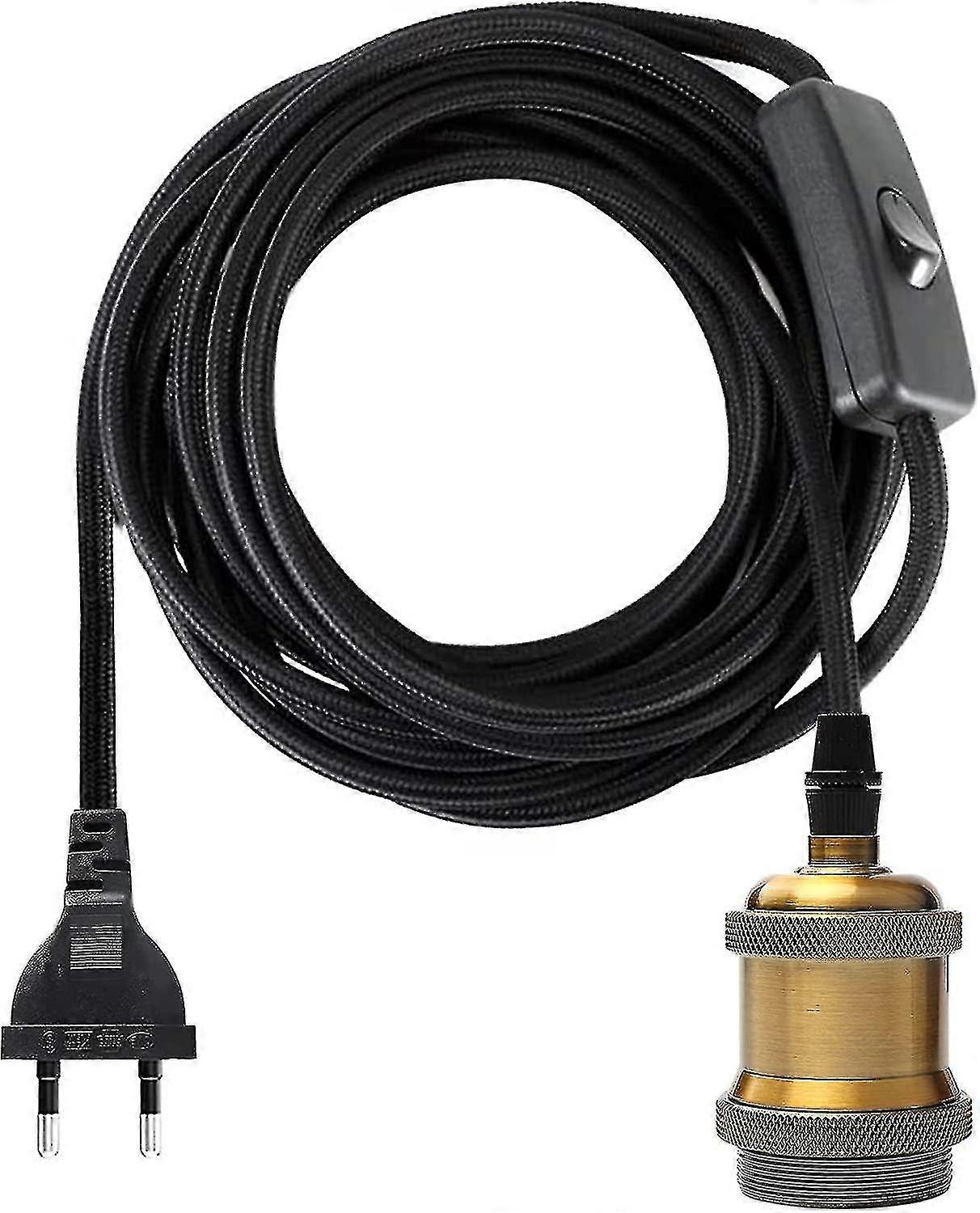 E27 Socket With Switch, 1.2 Meters Cable Cloth Electrical Wire For Light Bulb Socket/ Edison Retro Pendant Lightbrass