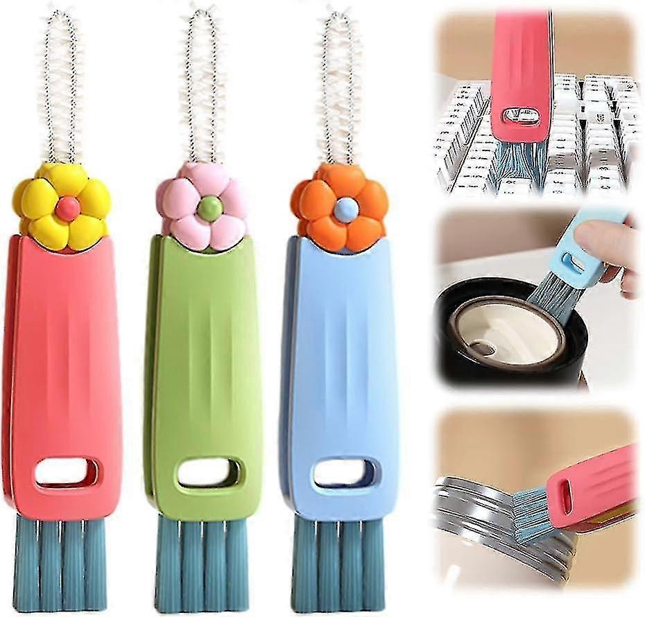 Brosse de nettoyage de couvercle de tasse 3 en 1, 2024 Nouvelle brosse de nettoyage de crevasse pour tasse d’espace restreint de bouteille, Brosse de nettoyage multifonctionnelle 3 en 1 - Pjun