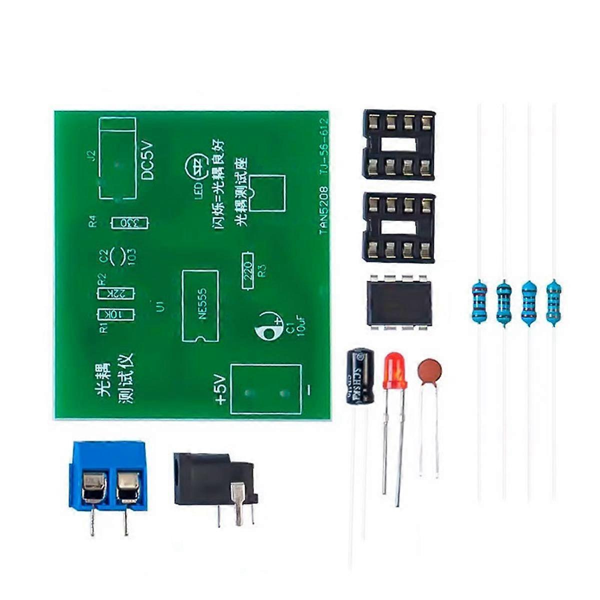 Optocoupler Tester Kit 555 Application Circuit Board Practice Welding DIY Electronic Spare Parts Kit Without DC Cable