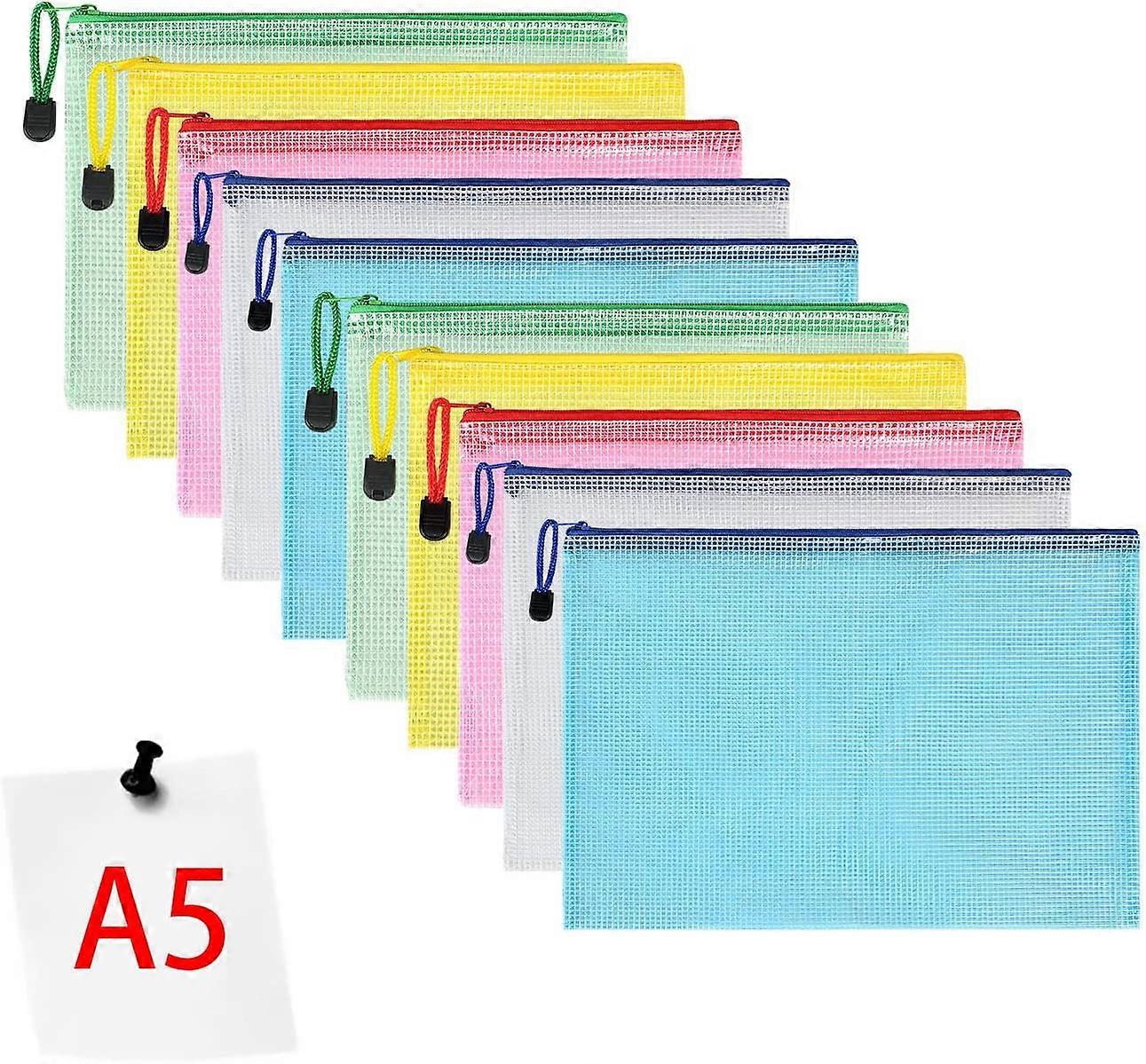 Vicloon Dokumententasche A5, 10 Stcke A5 Datei Taschen mit Reiverschluss, Mesh Kunststoff Reiverschlusstasche fr Datei, Papier, Dokumente, Kosmetika, 