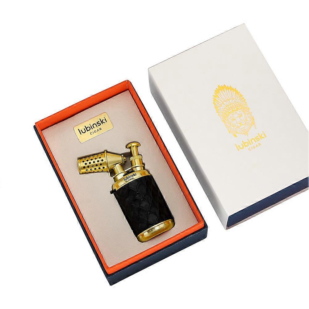 Cigar Lighter Portable Ignition Spray Gun With Hole Punch Metal Windproof Straight Blue Flame Inflatable Lighter Lc201