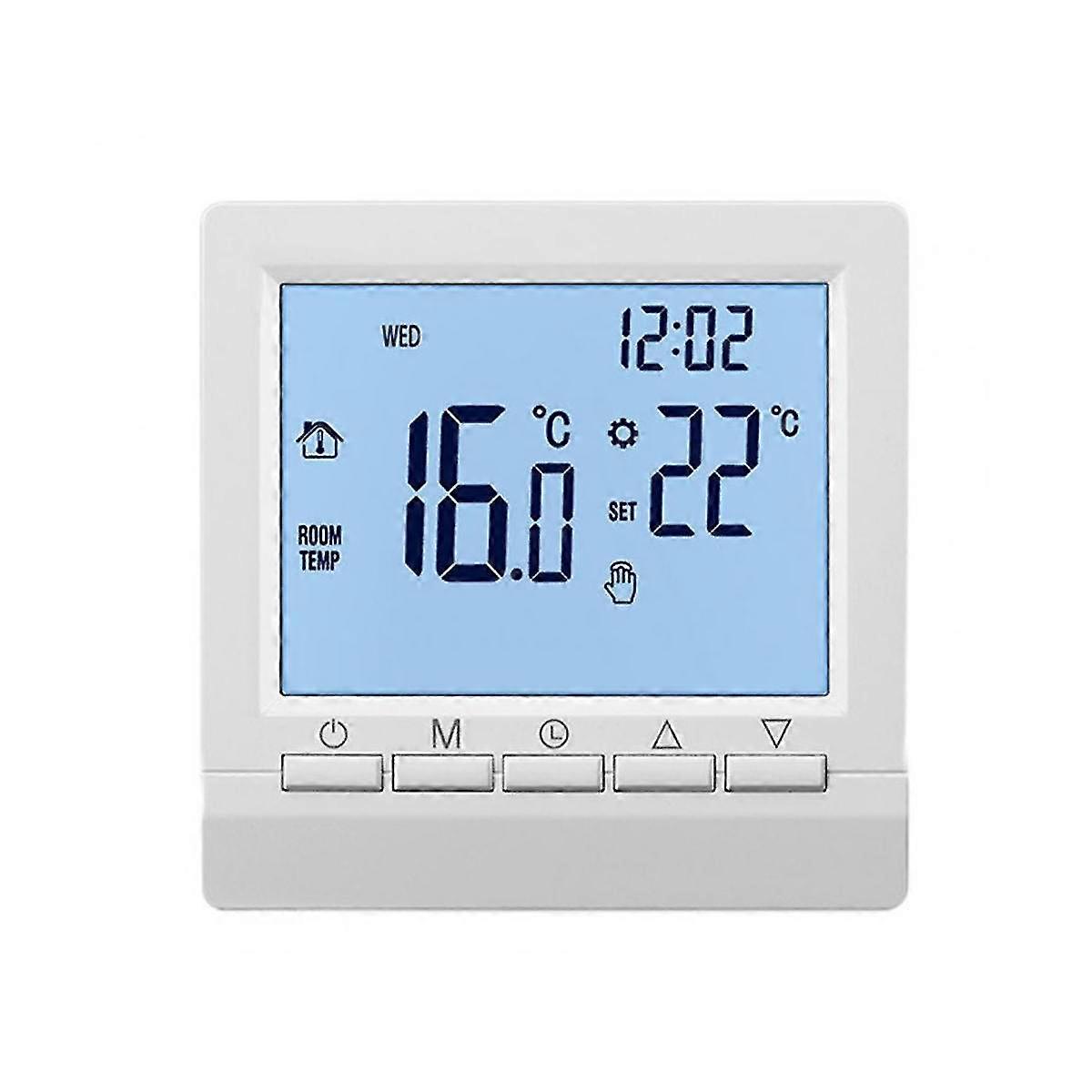 Thermostat With Backlight Lcd Screen Wall Room Heating Temperature Controller -white Light
