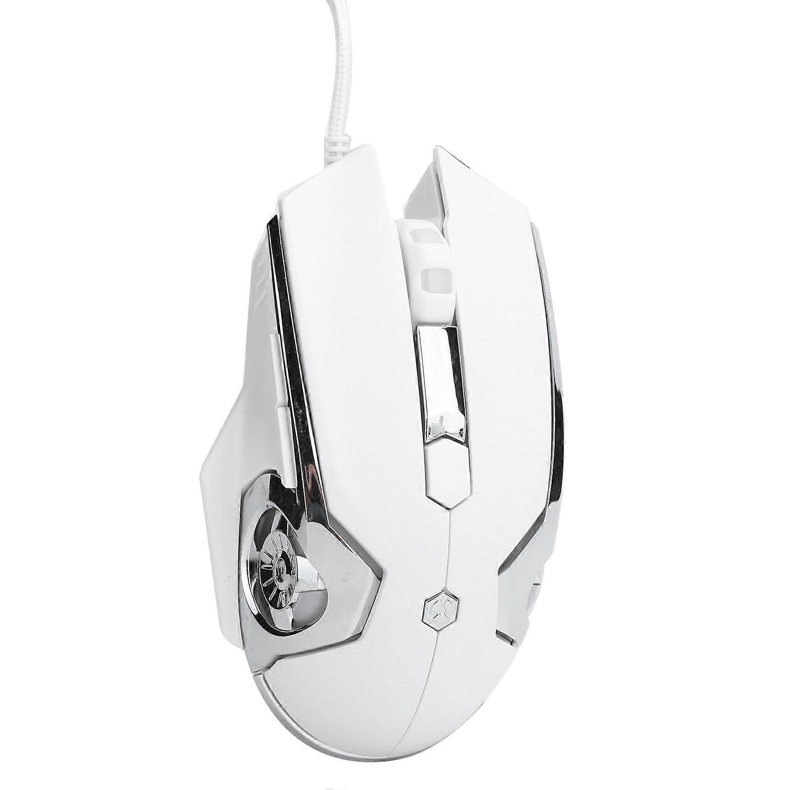 Wired Mouse 6 Button 4 Speed DPI Adjustable Plug in for Computer External Use White
