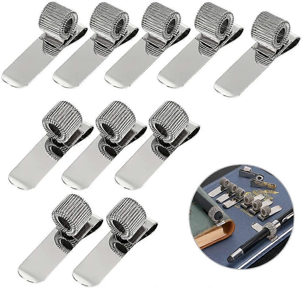 Stainless Pen Holder Clip for Notebook and Clipboard with Spring 5 Top & 5 Side