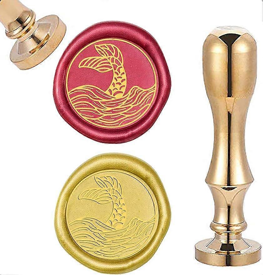 1Set Fish Brass Sealing Wax Seal Stamp and Handle