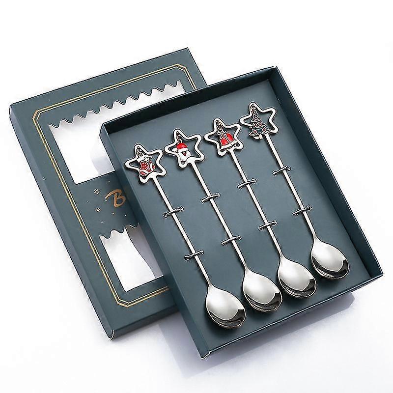 Christmas Gift Spoon Tableware Set Dessert Coffee Spoon Fruit Fork Christmas Tree Spoon Gift Spoon