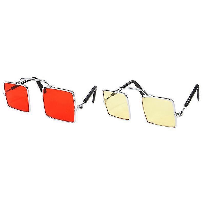 2pcs Pet Cat Glasses Square Lens Eyeglasses Quirky Party Glasses Funny Eye Wear Photo Props