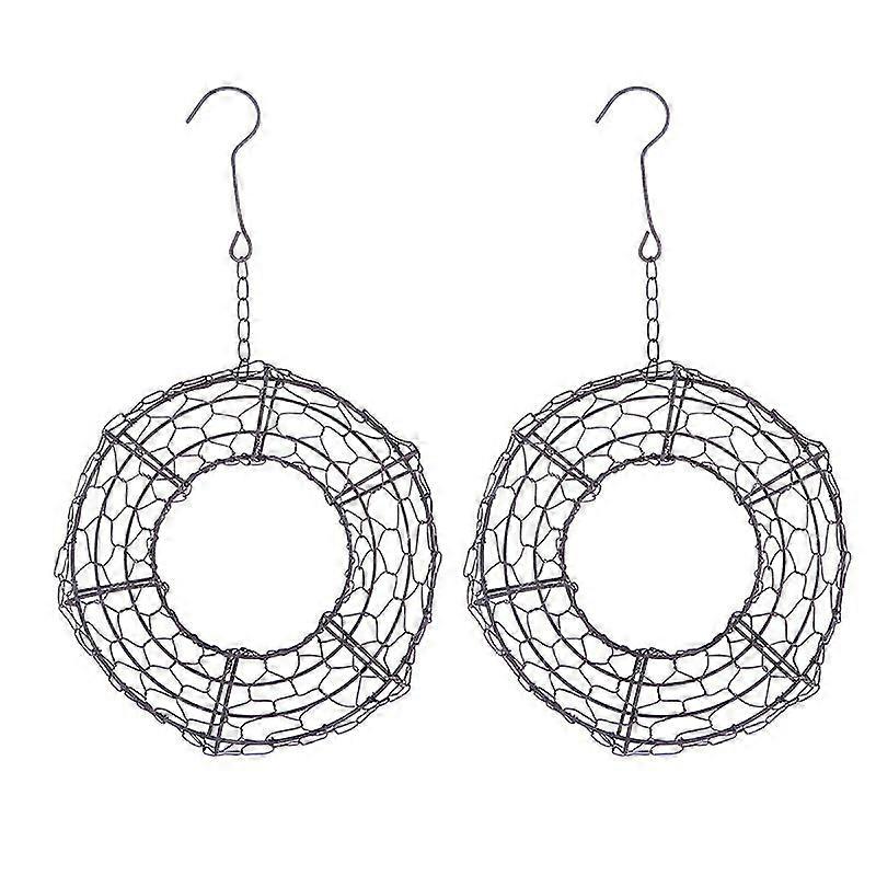 2 Pcs Flower Hanging Loop Irony Flower Loop Hanger Decor For Home Store Graden (Medium, Round)