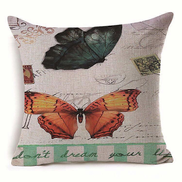 ヴィンテージバタフライコットンリネン枕カバークッションカバーソファ家の装飾デザイン1157jpjcjh