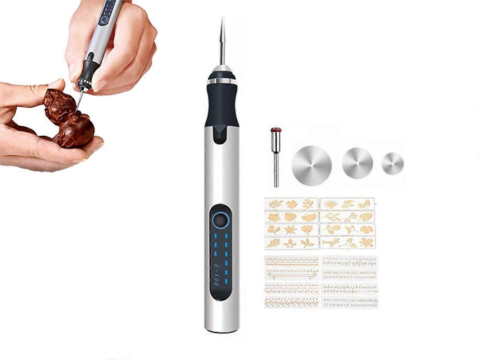 Electric Micro Engraving Pen Kit USB Rechargeable DIY Engraving Tool - Silver
